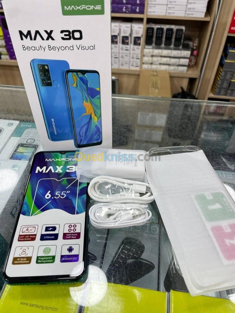 New Maxfone MAX 30 Smart Phones 6.55" inches 16GB RAM + 2GB RAM (Dual SIM) 3750mAh Battery Capacity Mobiles Blue 16 GB As in picture 16GB. Smartphone