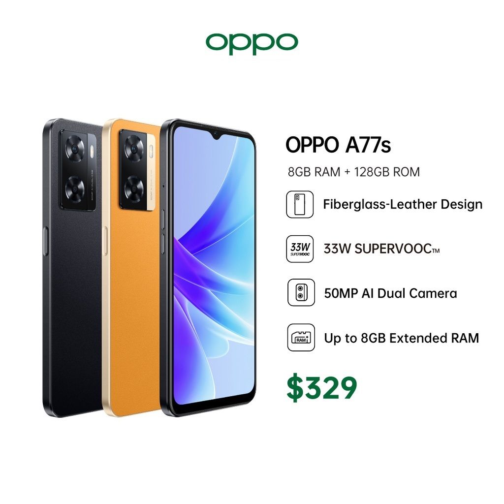 Brand New Oppo A77s 6.56" 4GB+128GB Snapdragon 680 CPU 50MP Camera 5000mAh Dual Sim 4G Smart Phones sky blue As in picture 128GB SMARTPHONE