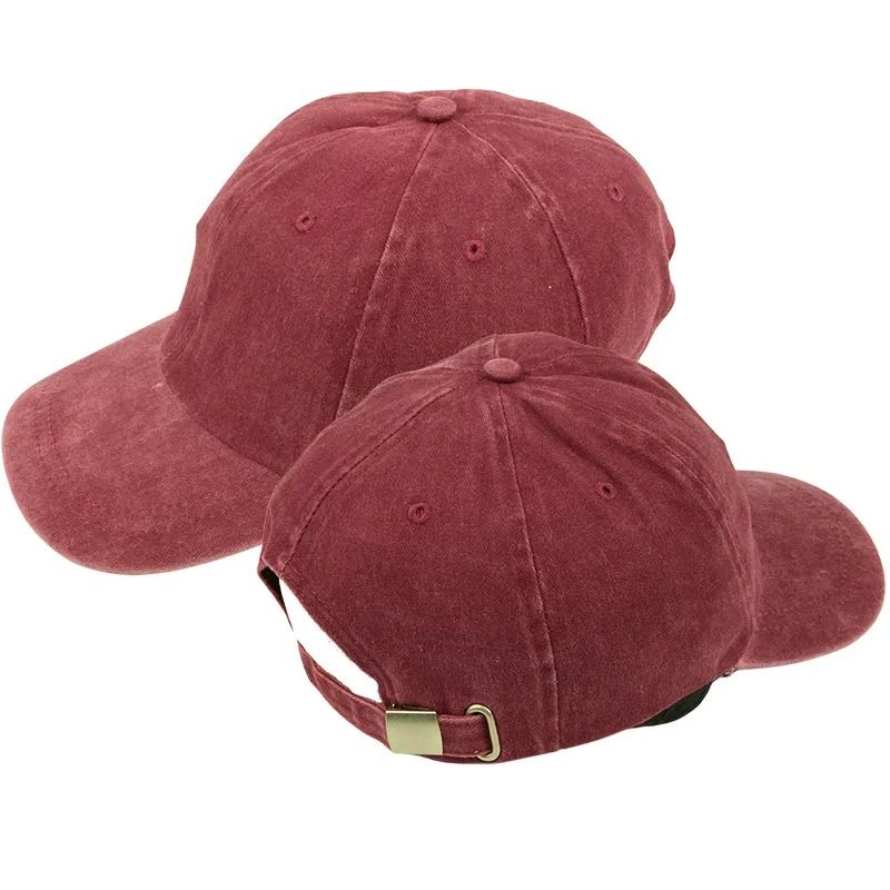 Miniso Vintage Washed Denim Baseball Cap (Red)