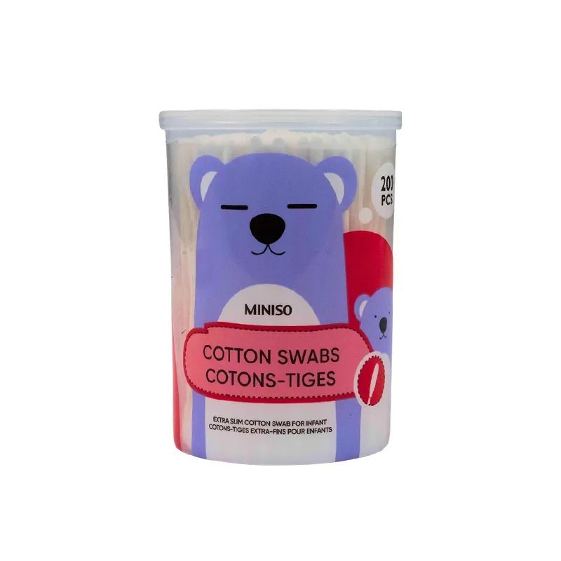 Miniso Miniso Extra Slim Cotton Swabs for Infants (Spiral Heads, 200 Pcs)