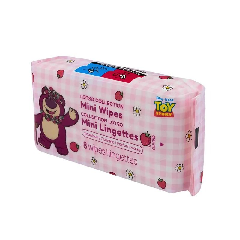 Miniso Lotso Collection Mini Wipes Strawberry Scented (8 Wipes×8 Packs)