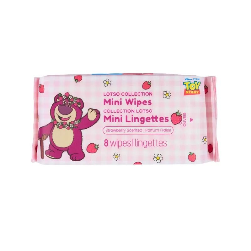 Miniso Lotso Collection Mini Wipes Strawberry Scented (8 Wipes×8 Packs)