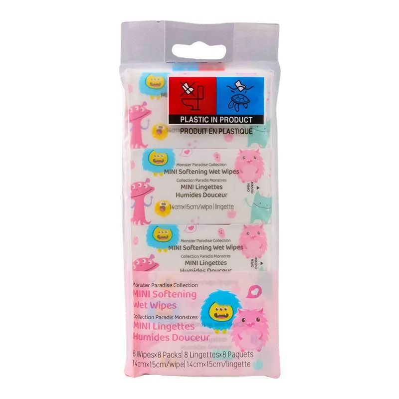 Miniso Monster Paradise Collection MINI Softening Wet Wipes (8 Wipes x 8 Pack)