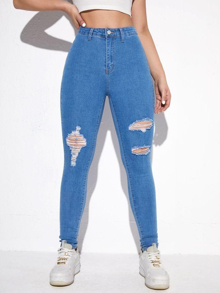 Fashionable blue women skinny/slim jeans Women' Work Casual Pants with Super Stretch Comfortable Skinny Legs for Work (sizes 27, 28, 30, 32, 34)