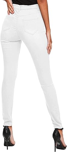 High quality Classic white slim fit denim Women' Work Casual Pants with Super Stretch Comfortable Skinny Legs for Work (sizes 27, 28, 30, 32, 34)