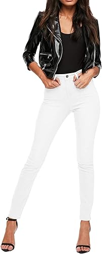 High quality Classic white slim fit denim Women' Work Casual Pants with Super Stretch Comfortable Skinny Legs for Work (sizes 27, 28, 30, 32, 34)