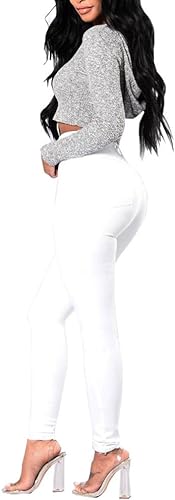 High quality Classic white slim fit denim Women' Work Casual Pants with Super Stretch Comfortable Skinny Legs for Work (sizes 27, 28, 30, 32, 34)