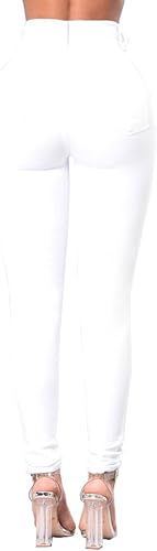 High quality Classic white slim fit denim Women' Work Casual Pants with Super Stretch Comfortable Skinny Legs for Work (sizes 27, 28, 30, 32, 34)