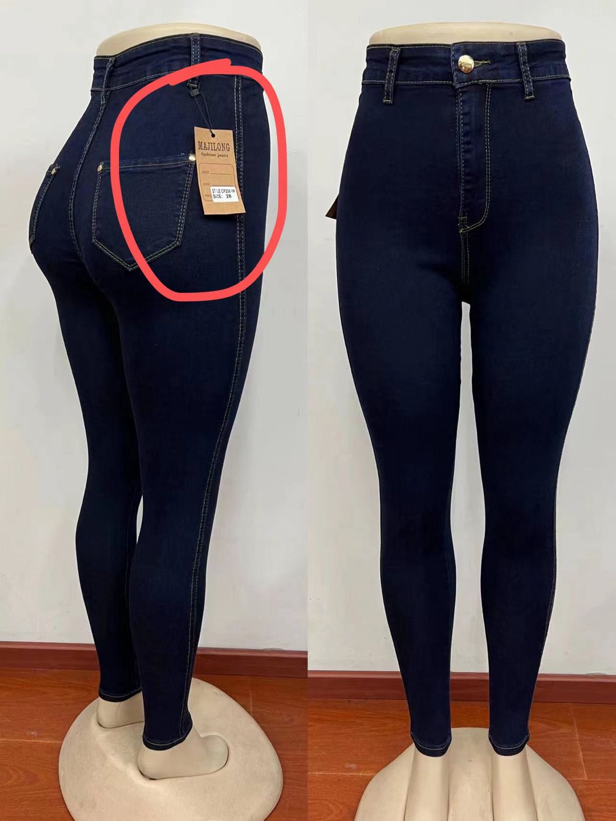 Classic Navy blue skinny/slim denim trouser/ jeans Women' Work Casual Pants with Super Stretch Comfortable Skinny Legs for Work (sizes 27, 28, 30, 32, 34)