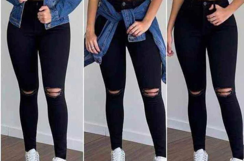 Classic black ripped skinny/slim denim trouser/ jeans Women' Work Casual Pants with Super Stretch Comfortable Skinny Legs for Work (sizes 27, 28, 30, 32, 34)