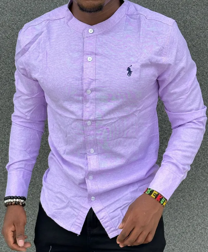 High quality and classic Men's Long Sleeve Mandarin/Chinese Collar Dress Shirts with a Solid Slim Fit Hipster Style