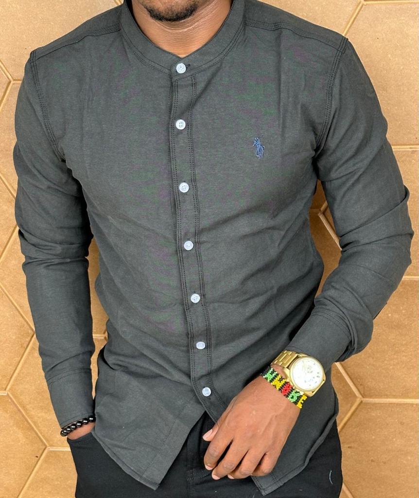 High quality and classic Men's Long Sleeve Mandarin/Chinese Collar Dress Shirts with a Solid Slim Fit Hipster Style