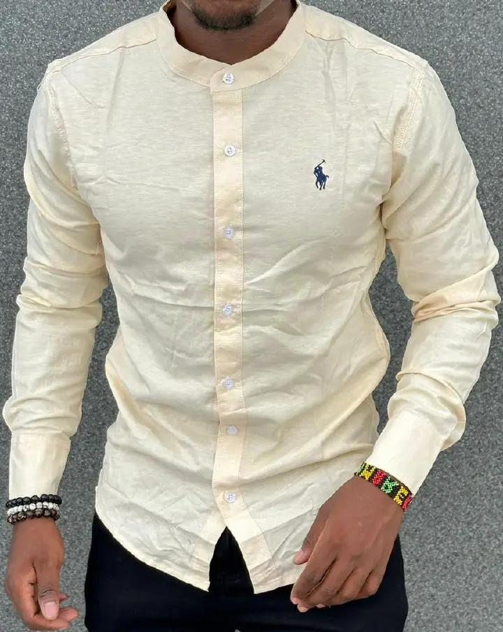High quality and classic Men's Long Sleeve Mandarin/Chinese Collar Dress Shirts with a Solid Slim Fit Hipster Style