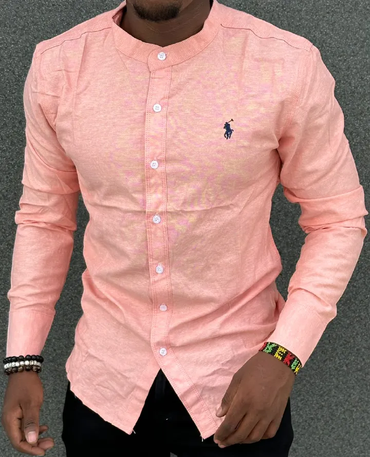 High quality and classic Men's Long Sleeve Mandarin/Chinese Collar Dress Shirts with a Solid Slim Fit Hipster Style