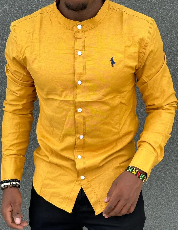 High quality and classic Men's Long Sleeve Mandarin/Chinese Collar Dress Shirts with a Solid Slim Fit Hipster Style