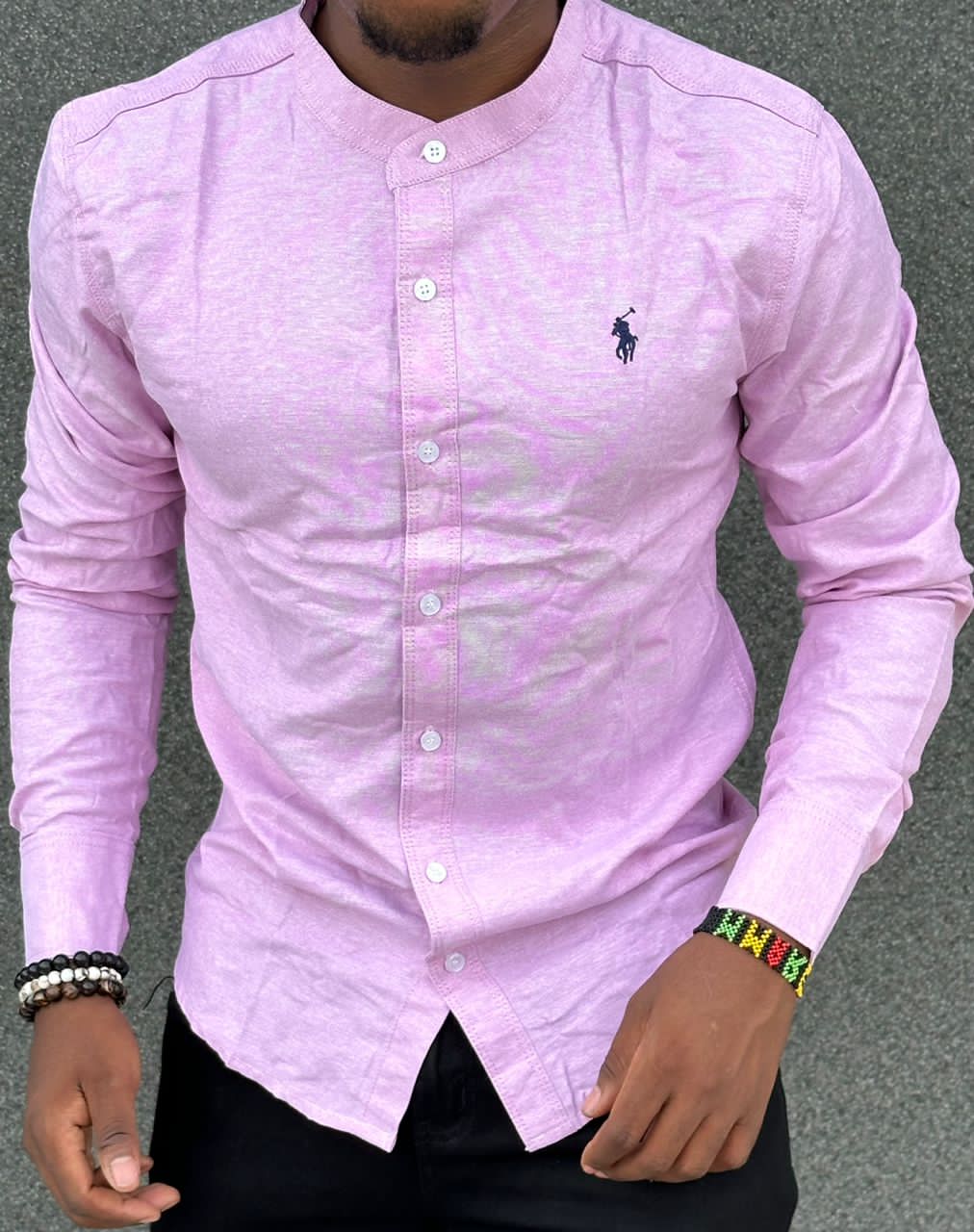 High quality and classic Men's Long Sleeve Mandarin/Chinese Collar Dress Shirts with a Solid Slim Fit Hipster Style