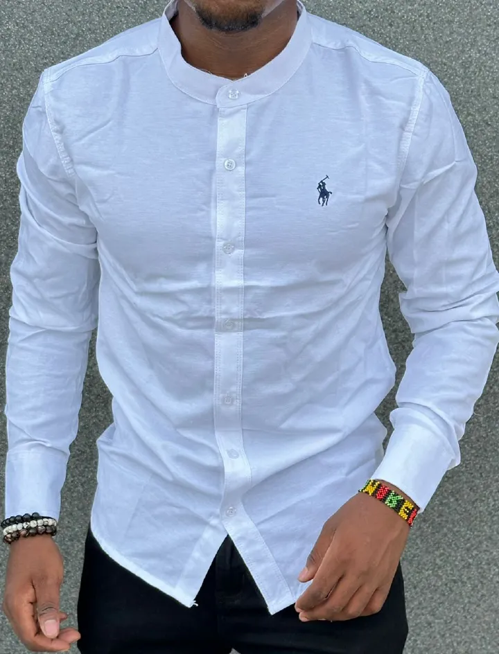 High quality and classic Men's Long Sleeve Mandarin/Chinese Collar Dress Shirts with a Solid Slim Fit Hipster Style
