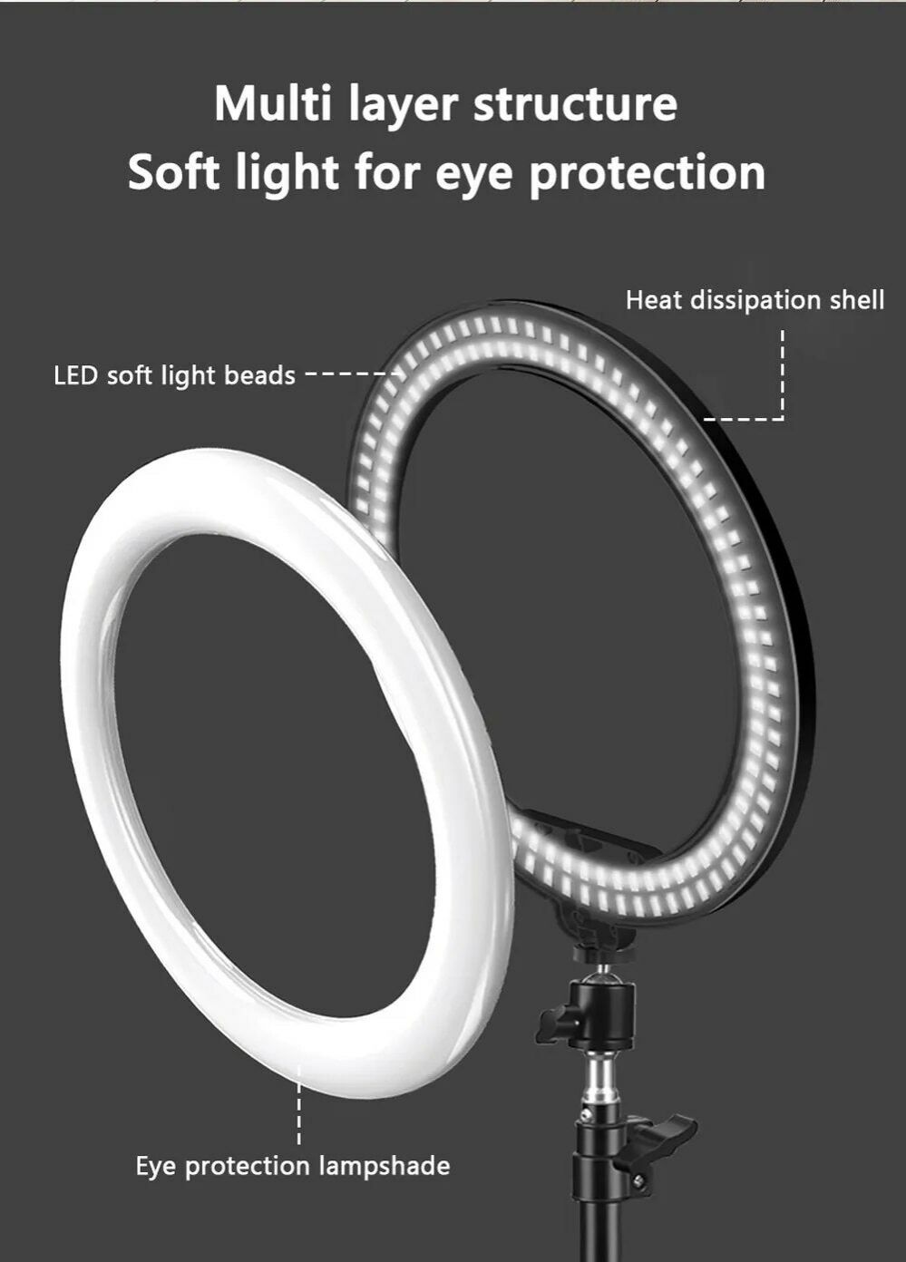 12 Inch LED Ring Light with Phone Holder (ONLY) | Vlogging Ring Light | Makeup Ring Light | Studio Ring Light