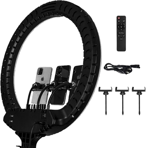 21 Inch Ring Light With 3 Phone Holders & Remote Control (NO TRIPOD STAND) | Selfie Ring Light | Photography Light | 65 Watts Light | LED Light| (Free Bag Included)