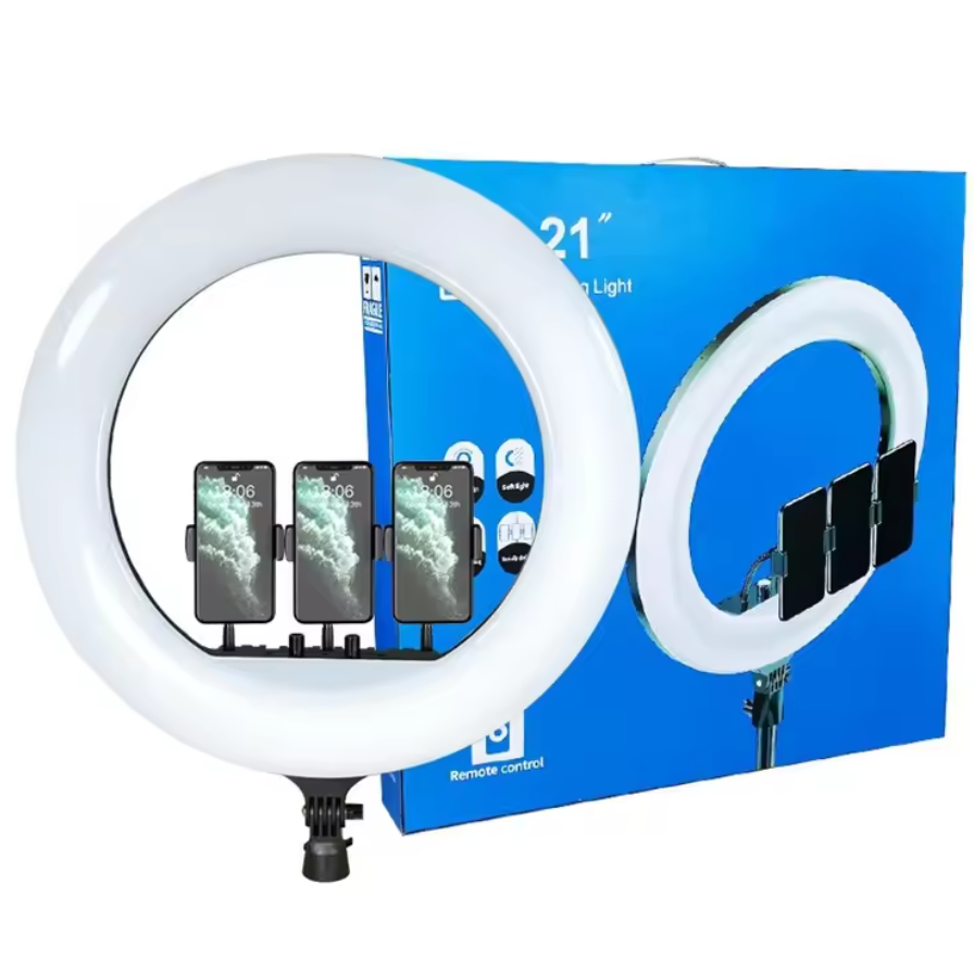 21 Inch Ring Light With 3 Phone Holders & Remote Control (NO TRIPOD STAND) | Selfie Ring Light | Photography Light | 65 Watts Light | LED Light| (Free Bag Included)