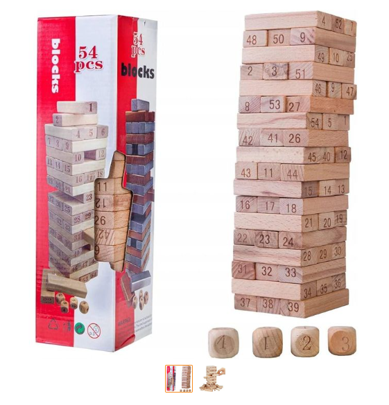 Jenga Game Wooden Blocks 54pcs