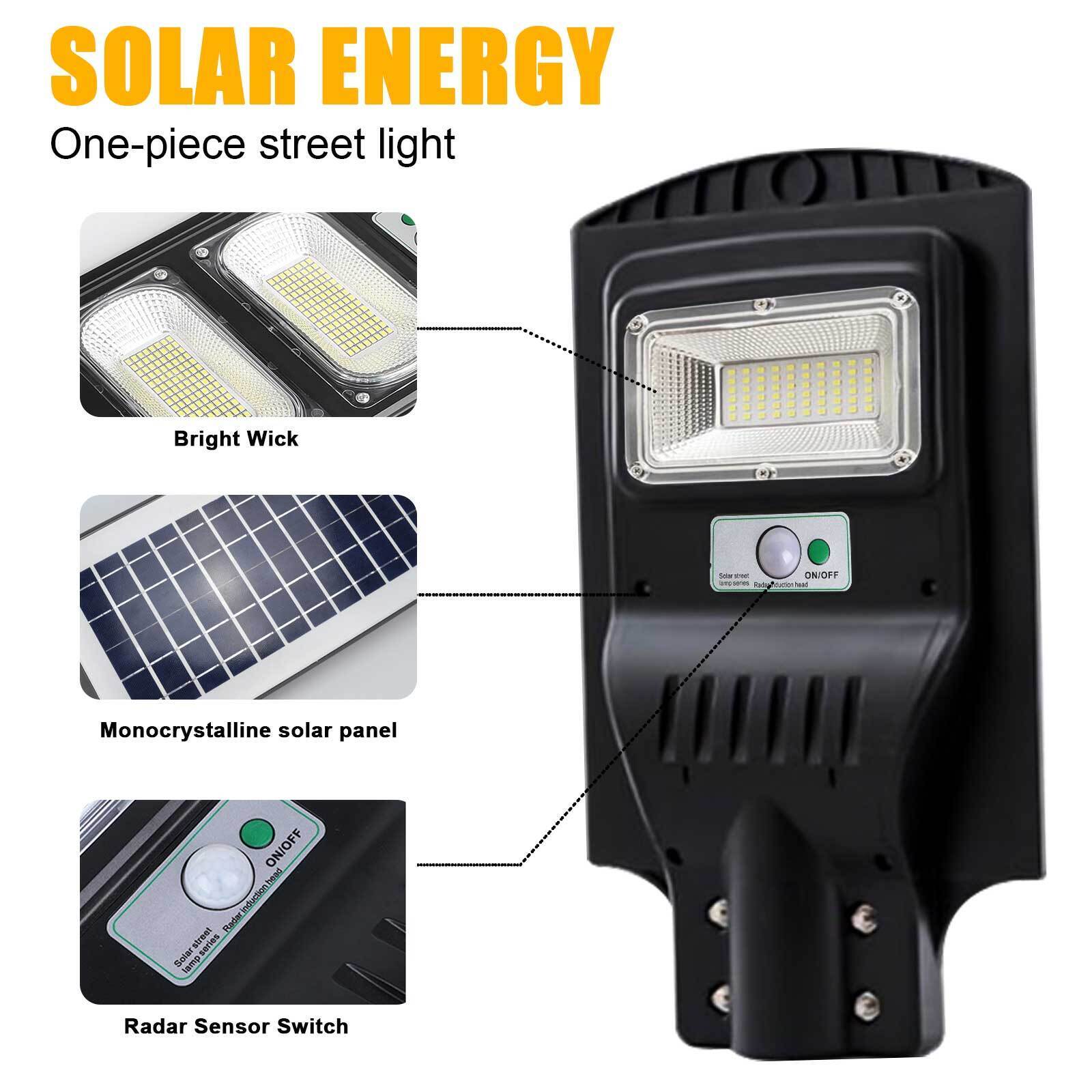 100W Commercial LED Solar Street Light Dusk-to-Dawn Road Lamp Motion Sensor 9900000LM 100W Solar Street Light Outdoor Waterproof Outdoor LED Street Light Dusk to Dawn