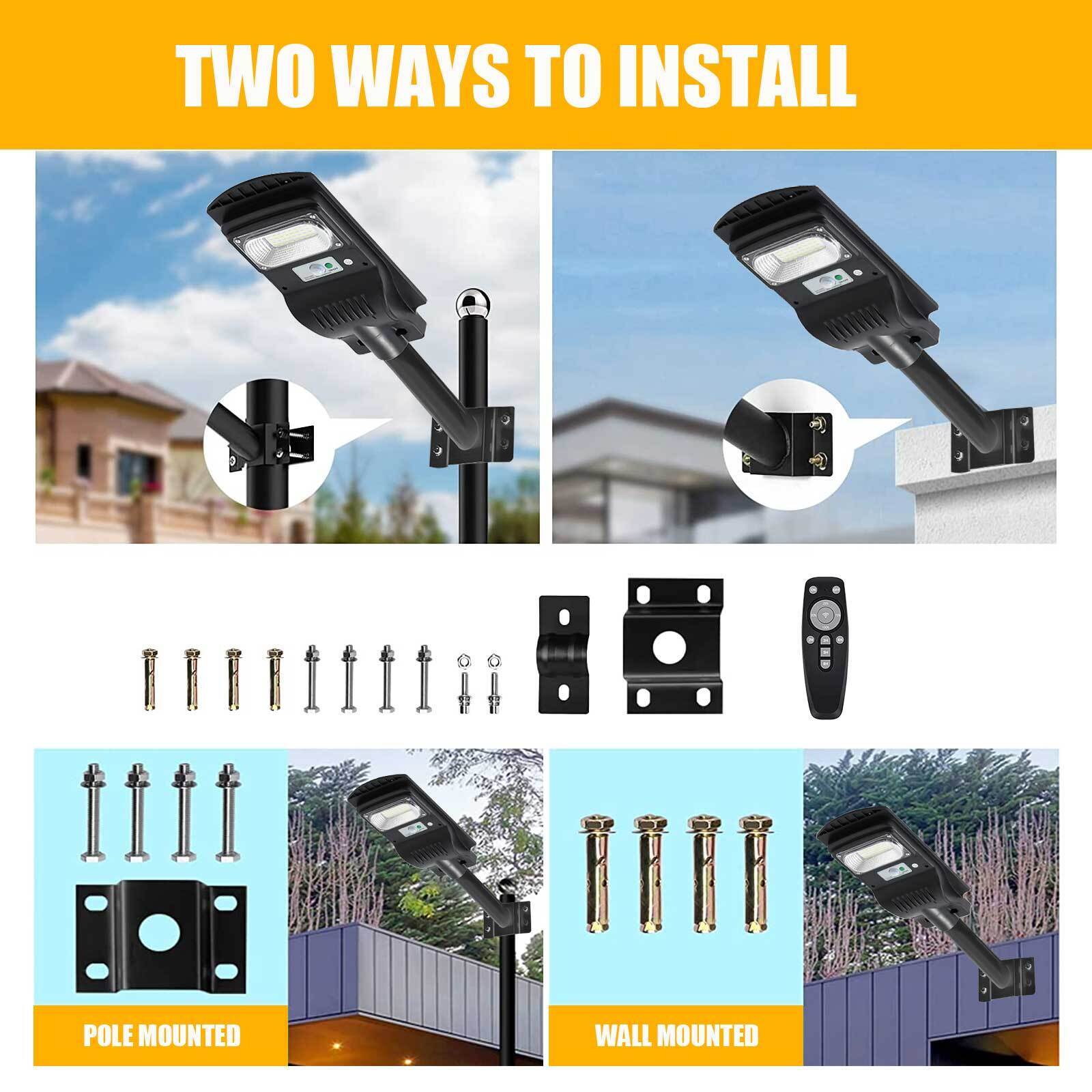 100W Commercial LED Solar Street Light Dusk-to-Dawn Road Lamp Motion Sensor 9900000LM 100W Solar Street Light Outdoor Waterproof Outdoor LED Street Light Dusk to Dawn