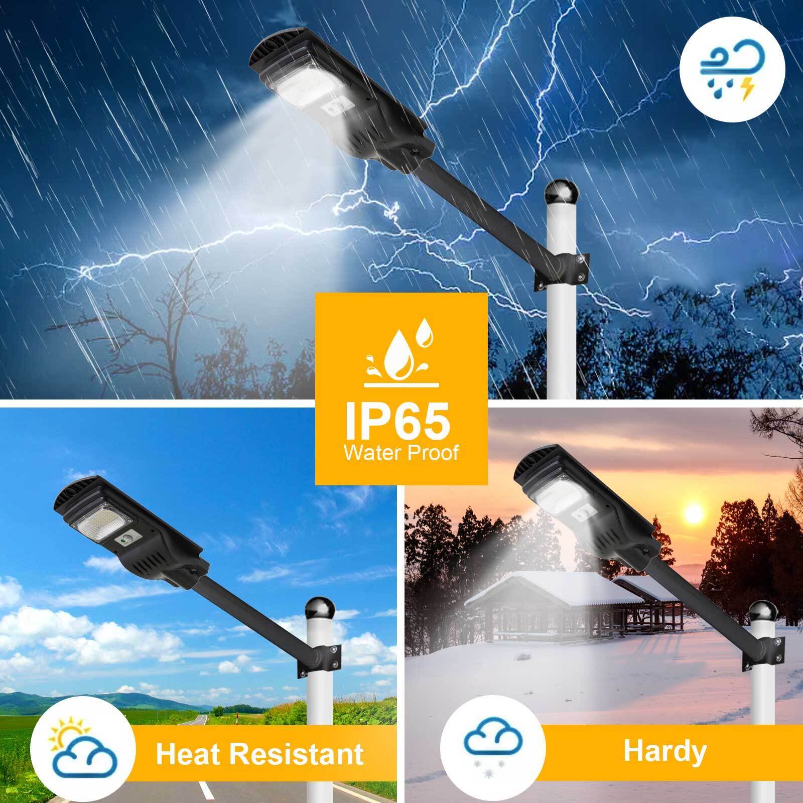 100W Commercial LED Solar Street Light Dusk-to-Dawn Road Lamp Motion Sensor 9900000LM 100W Solar Street Light Outdoor Waterproof Outdoor LED Street Light Dusk to Dawn
