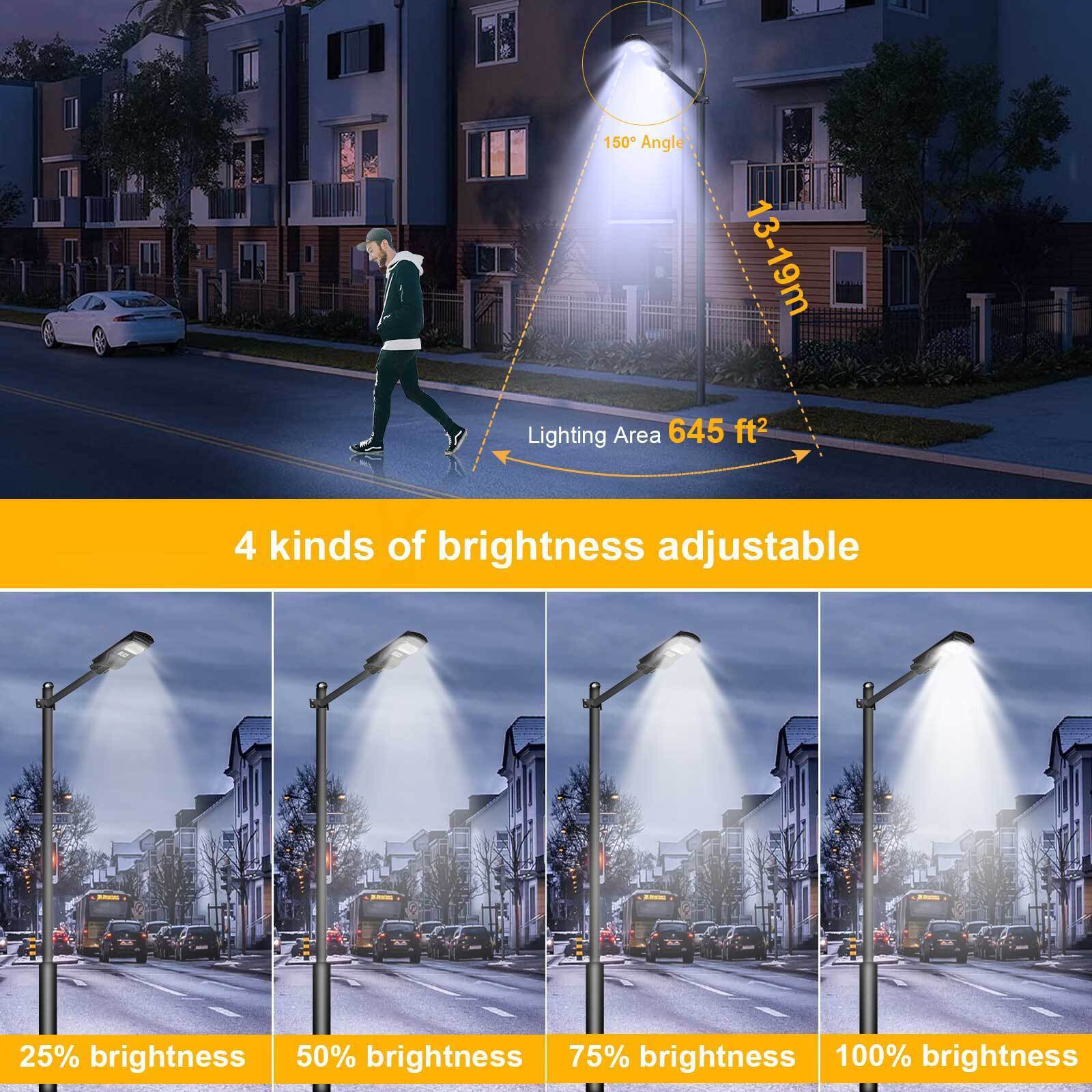 100W Commercial LED Solar Street Light Dusk-to-Dawn Road Lamp Motion Sensor 9900000LM 100W Solar Street Light Outdoor Waterproof Outdoor LED Street Light Dusk to Dawn