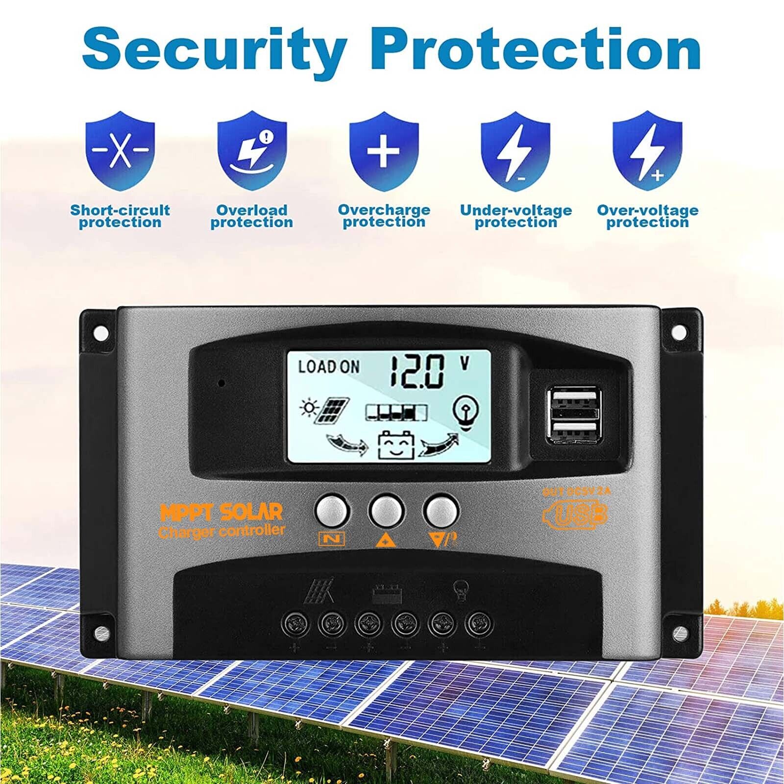 30A/40A/60A MPPT Solar Panel Battery Charge Controller Auto Focus Tracking 12V/24V