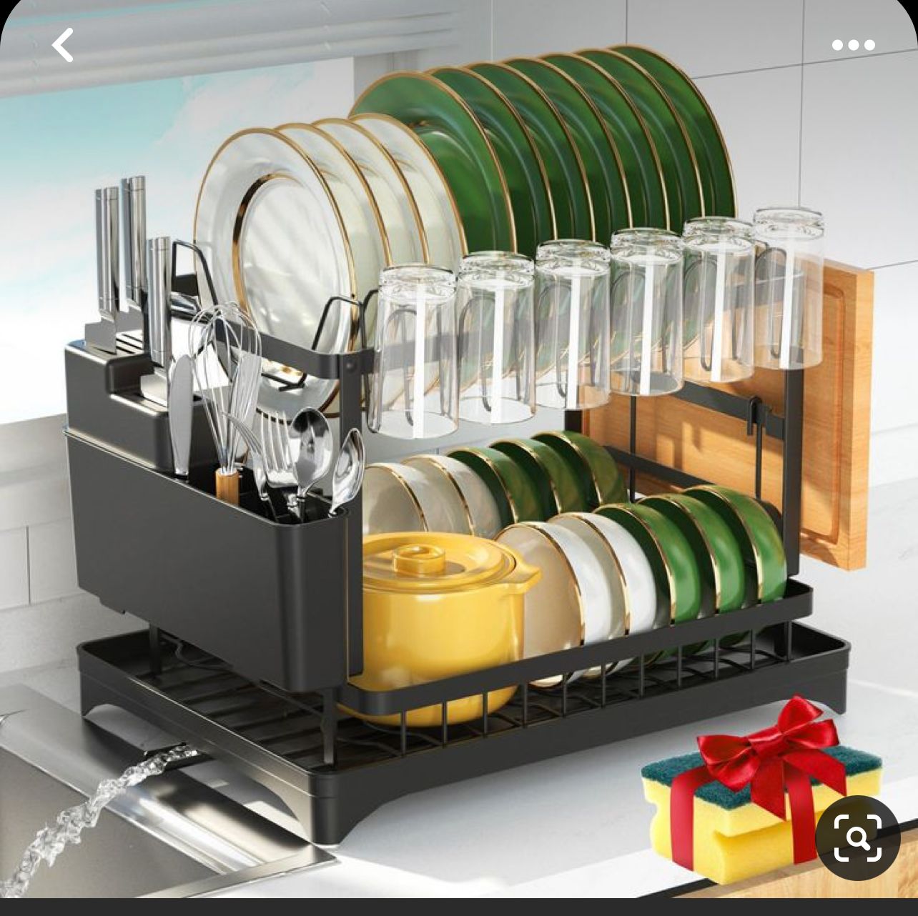 Best price for 2 Tier dish drying rack black with drain boardMaximize ...
