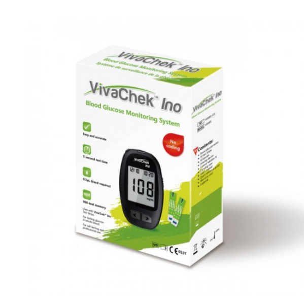 VIVACHEK INO GLUCOSE TEST METER /sugar machine/glucose machine+ 50 STRIPSVIVACHEK INO GLUCOSE TEST METER + 50 STRIPS