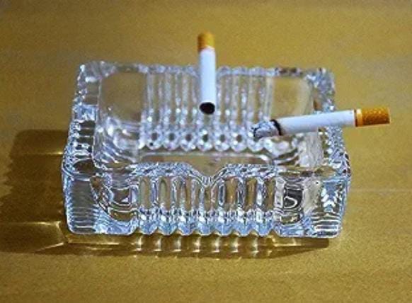Ashtray, Glass Ashtray Square Crystal Ashtray, Classic Design Ashtray for Weed, Home Large Ashtrays for Cigarettes Outdoor （4.1 inch）