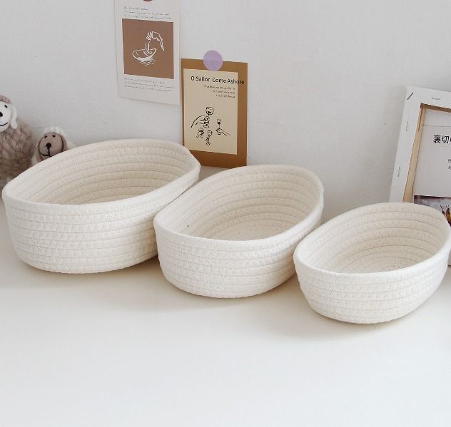 3 pcs set Woven Nordic Cotton Rope Storage Baskets