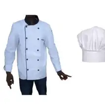 Unisex chef jacket white colour long sleeve + a chefs hat