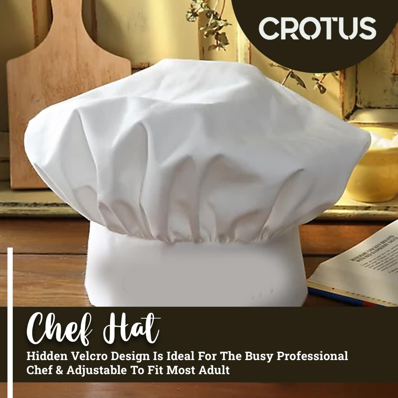 Chef Hat Adult Adjustable Unisex Hotel/Cafe/Restaurants Chef Hat, Elastic Baker Kitchen Cooking Chef Cap, White