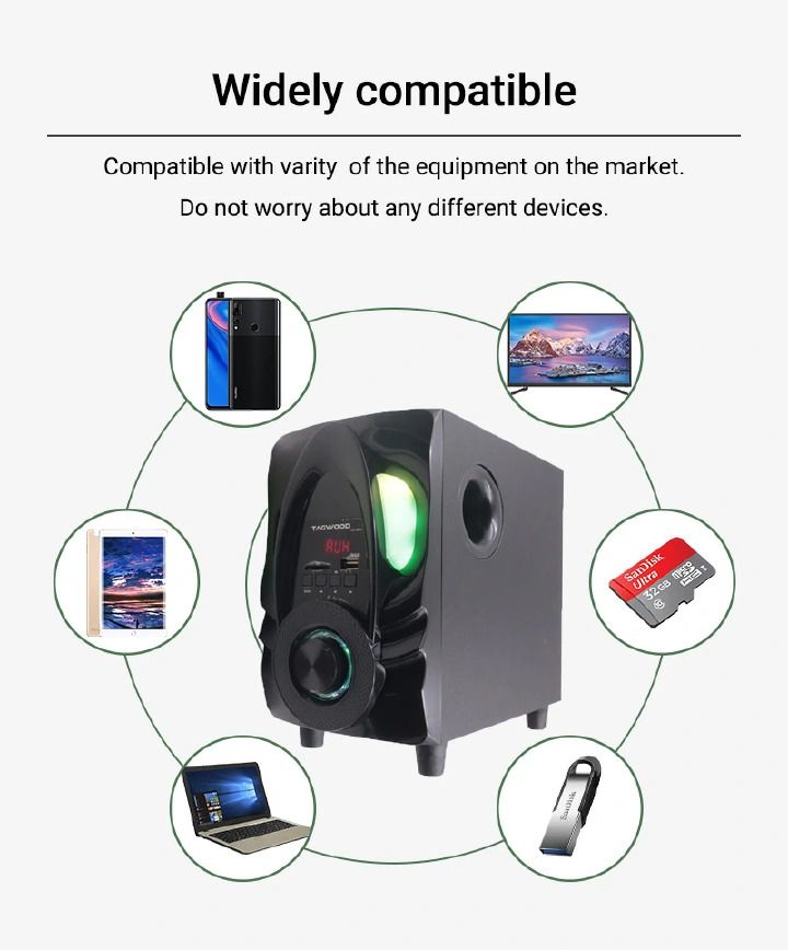 (New Arrival)TAGWOOD LS-421H 2.1CH 6000W PMPO WOOFER Home Audio SPEAKER BLUETOOTH/FM/SB/USB Subwoofer Speaker System