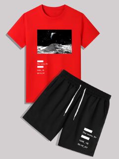 Man clothes  Men's clothing - Summer - Short-sleeved T-shirt - Printed - New style T-shirt+short  Short-sleeved men's T-shirt 1201