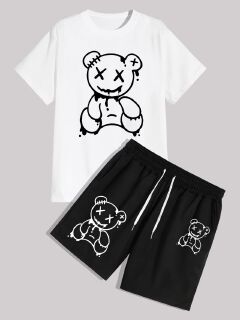 Man clothes  Men's clothing - Summer - Short-sleeved T-shirt - Printed - New style T-shirt+short  Short-sleeved men's T-shirt 1201