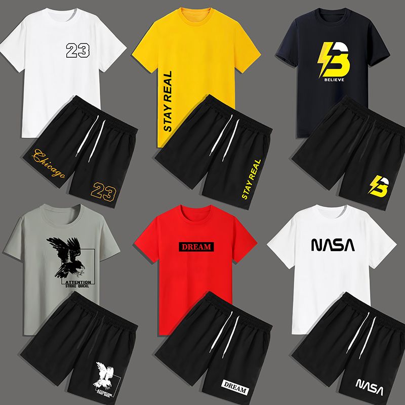 【T-shirt+short 】 Short-sleeved men's T-shirt 1202