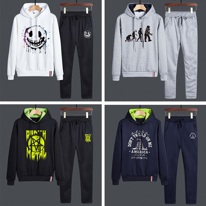 【Hoodie+Sweatpants 】 Men's hooded casual fashion Autumn/Winter sweatshirt two-piece top + pants