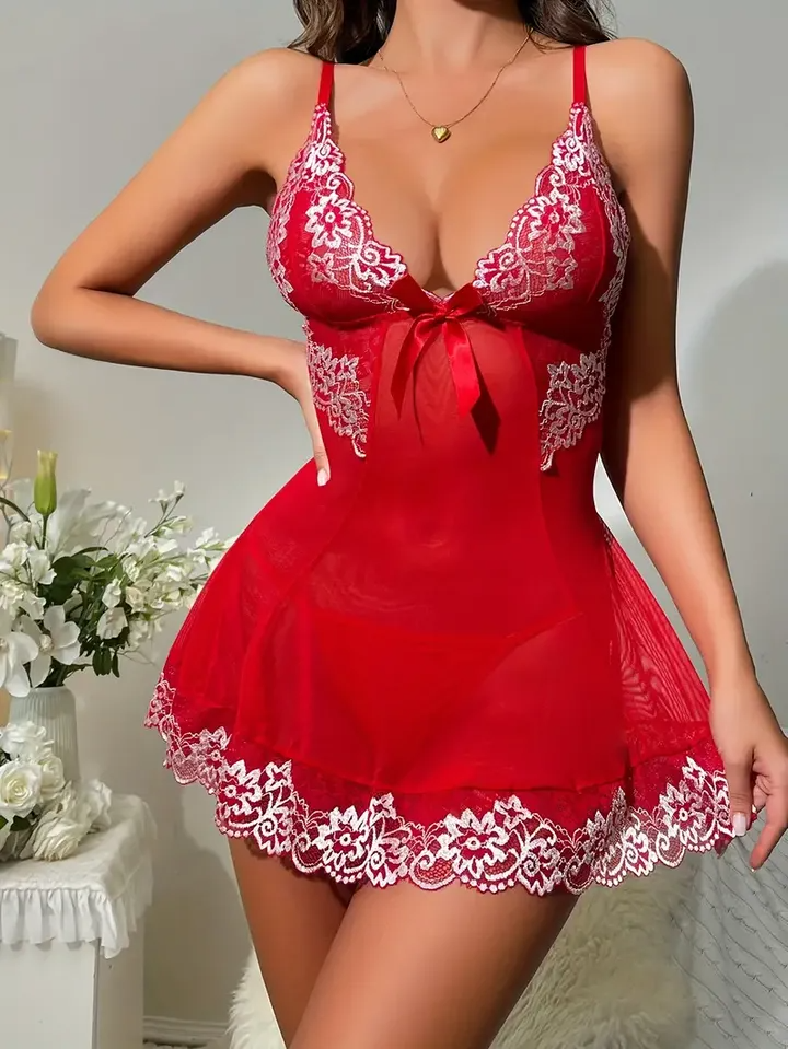 Lingerie Short Nightdress Sleepdress Women Underwear Suspender Slim Dress Lolita Costume Sleepwear