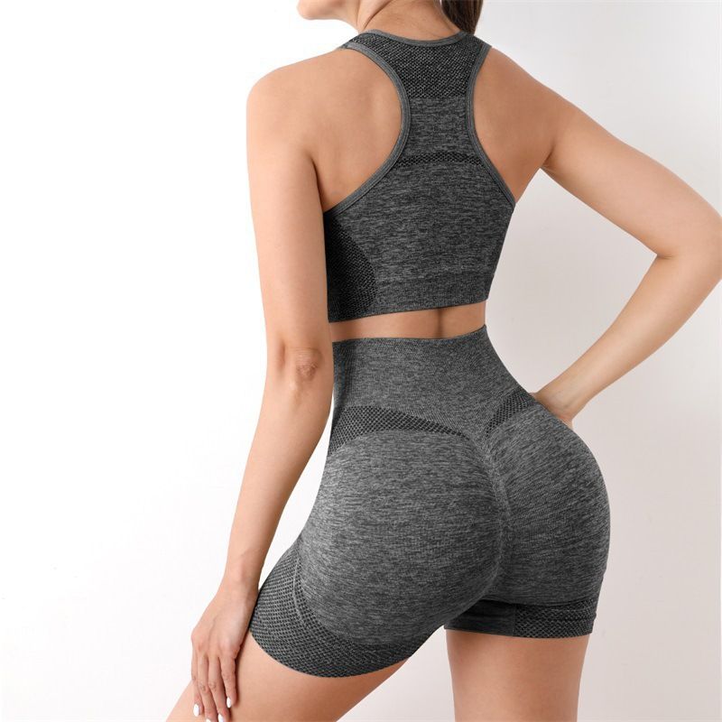Women’s Yoga Set – High-Waisted Peach Buttocks Fitness Pants & Shock-Absorbing Sports Bra | Tight-Fitting Workout Shorts & Lingerie Underwear