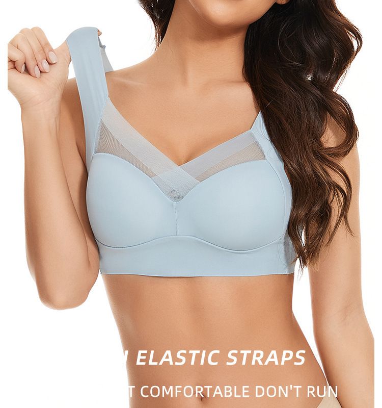 Contrast Mesh Wireless Bra, Comfy & Breathable Push Up Tank Bras, Women's lingerie & Underwear