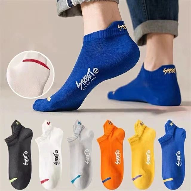 5 Pairs Bright Color Ankle No Show Socks Men Breathable Street Fashion Sport Deodorant Invisible Travel Running Socks