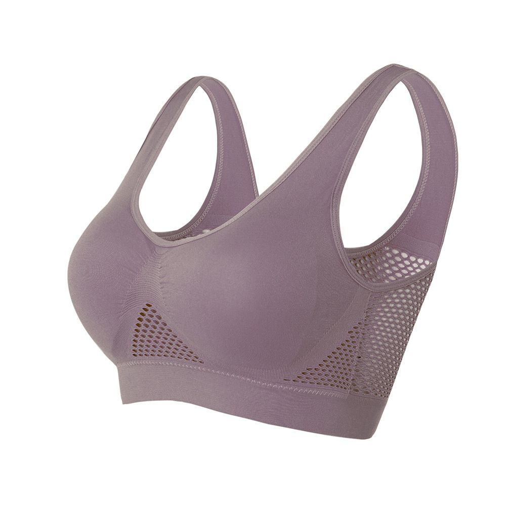 Plus Size Sports Bras For Women Seamless Bra With Pads, Women's Plus Breathable High Stretch Solid Bra