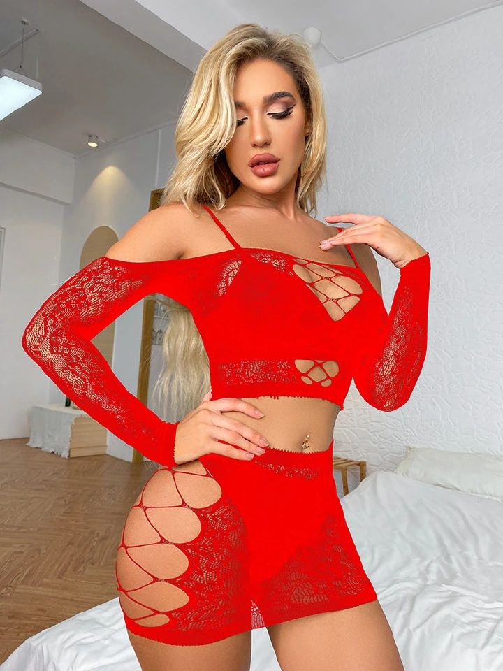 Women Crotchless Fishnet Bodystocking Lingerie Stretch Open Crotch Bodysuit Nightclub Dress Stocking Sleepwear Nightwear for Gift for Girlfriend Wife