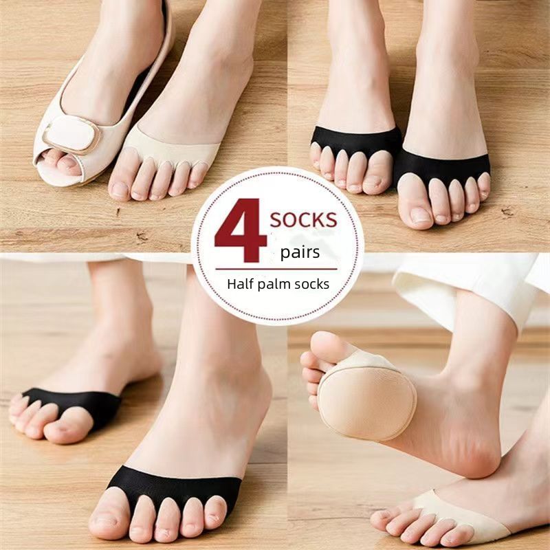 4 pairs  Toes Forefoot Pads for Women High Heels Half Insoles Foot Pain Care Absorbs Shock Socks Toe Pad Massaging Toe Pad