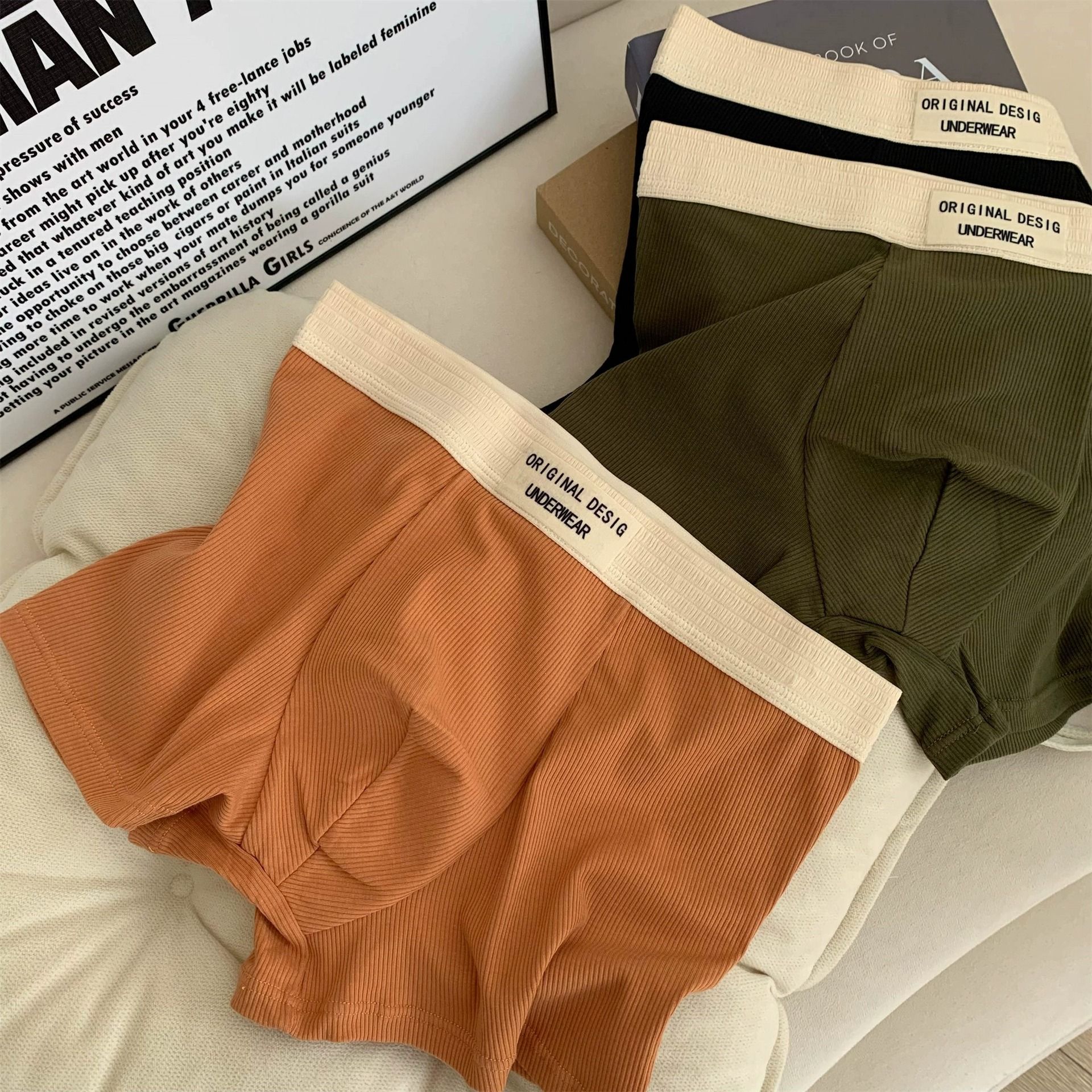 3pc Men cotton Underwear Man Underpants Boxer Shorts Breathable Male Boy Sports Underpants Male U Convex Underwear Male Undergarments