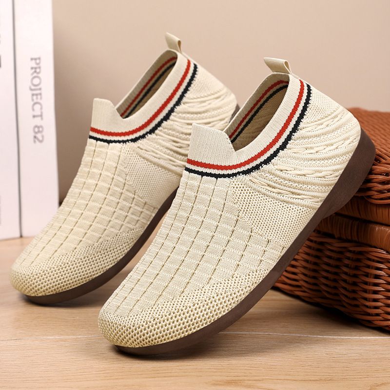 Rubber flat shoes canvas shoes Ladies Fashion Single Shoes flying weaving mesh Soft Bottom shoes Comfortable Soft Bottom Shoes Casual shoes slip resistant breathable sports shoes girl sneakers fashion